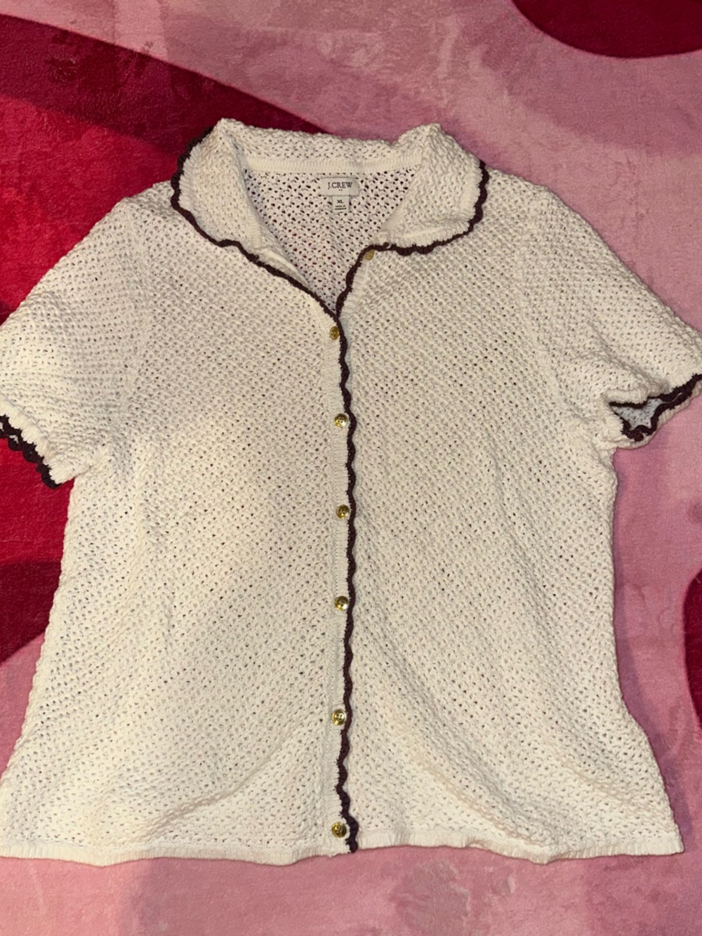 J. Crew •short sleeve knit button-front top